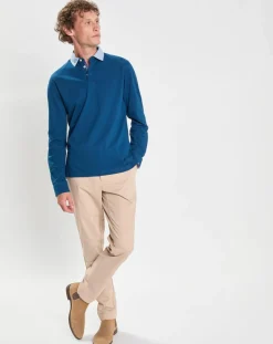 Polo Regular Fit manches longues bleu
