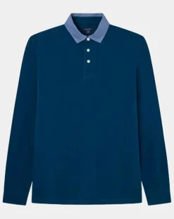 Polo Regular Fit manches longues bleu