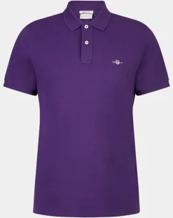 Polo Regular Fit manches courtes uni piqué violet
