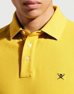 Polo Regular Fit uni piqué jaune
