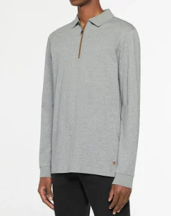 Polo Regular Fit zippé gris moyen