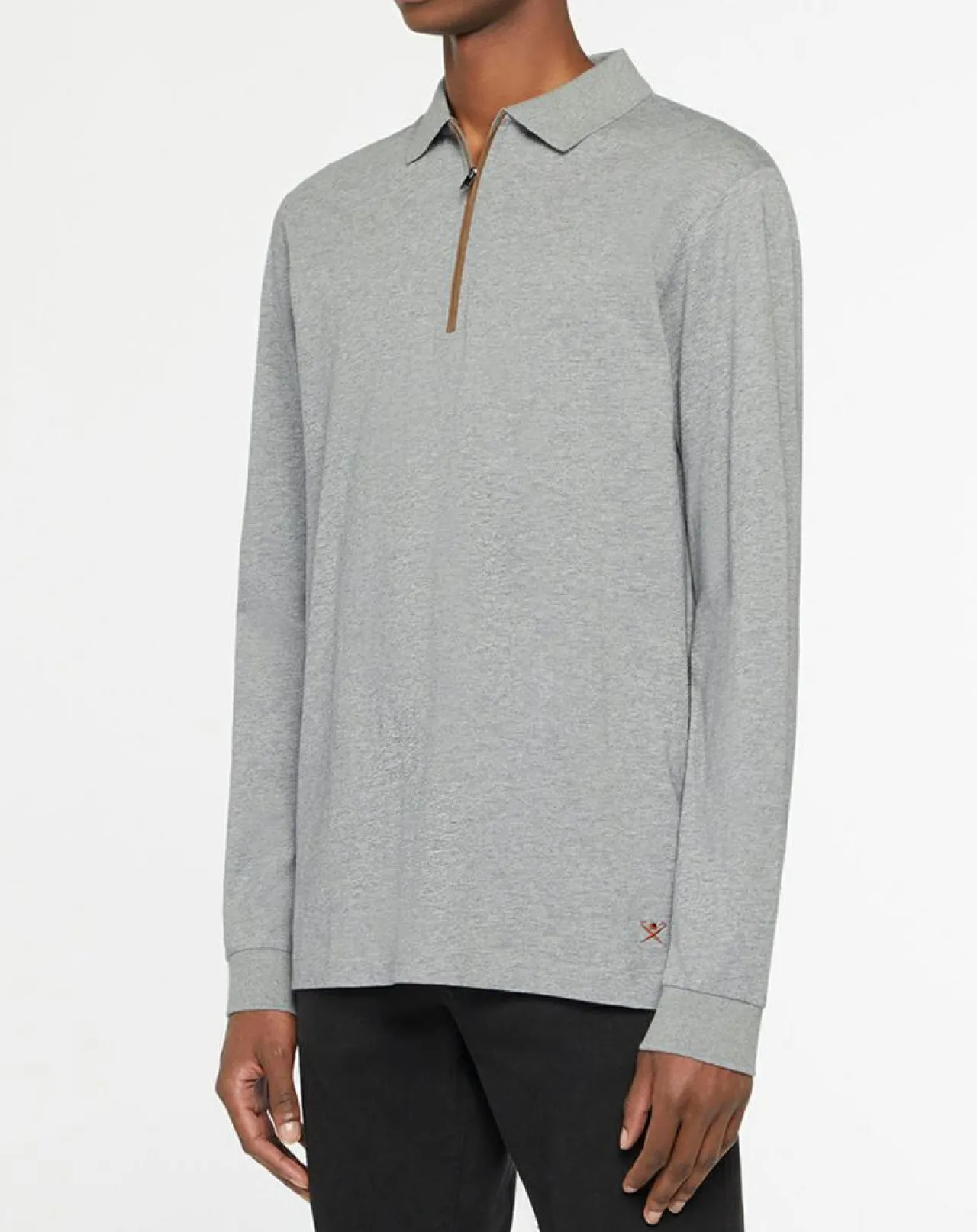 Polo Regular Fit zippé gris moyen