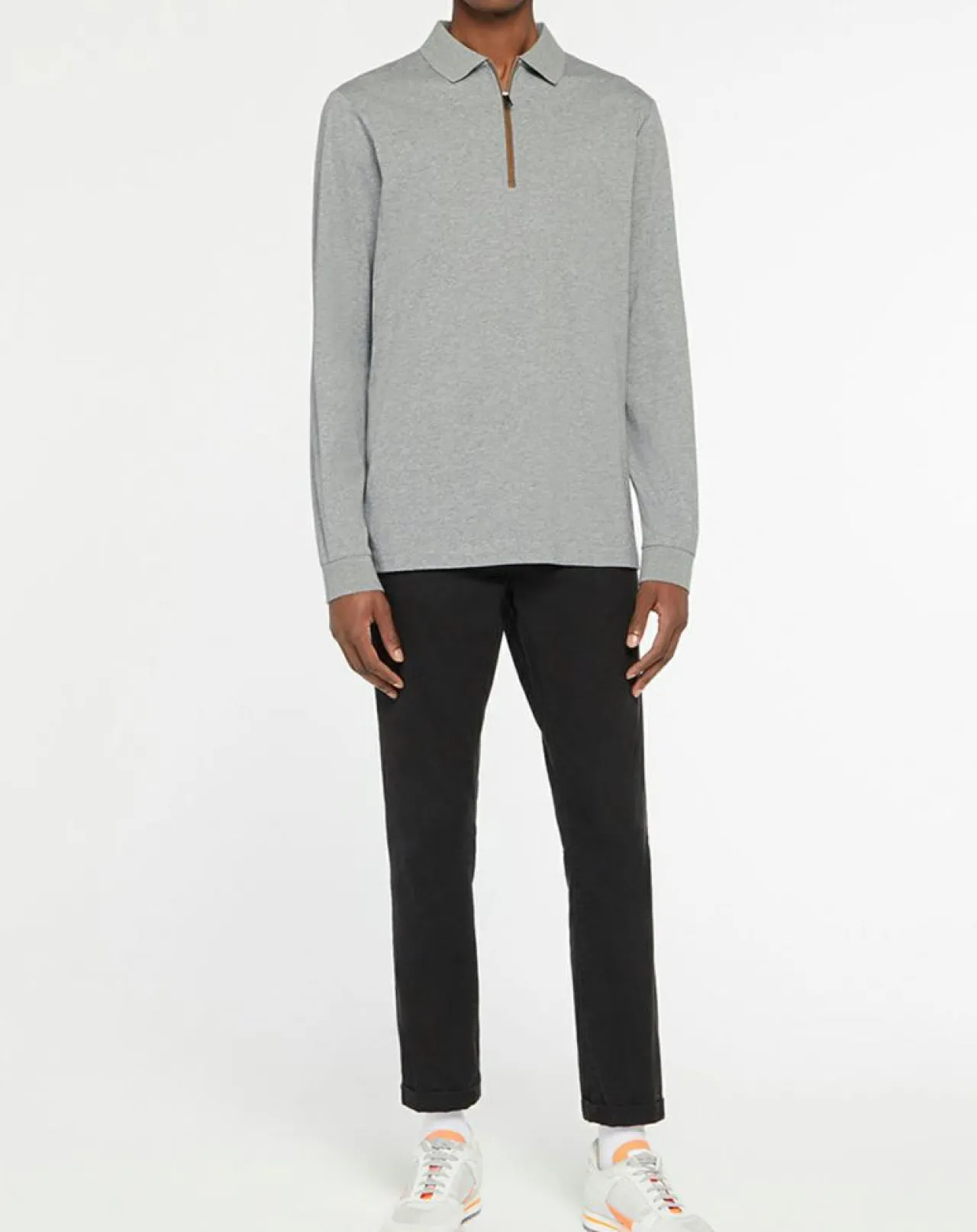 Polo Regular Fit zippé gris moyen