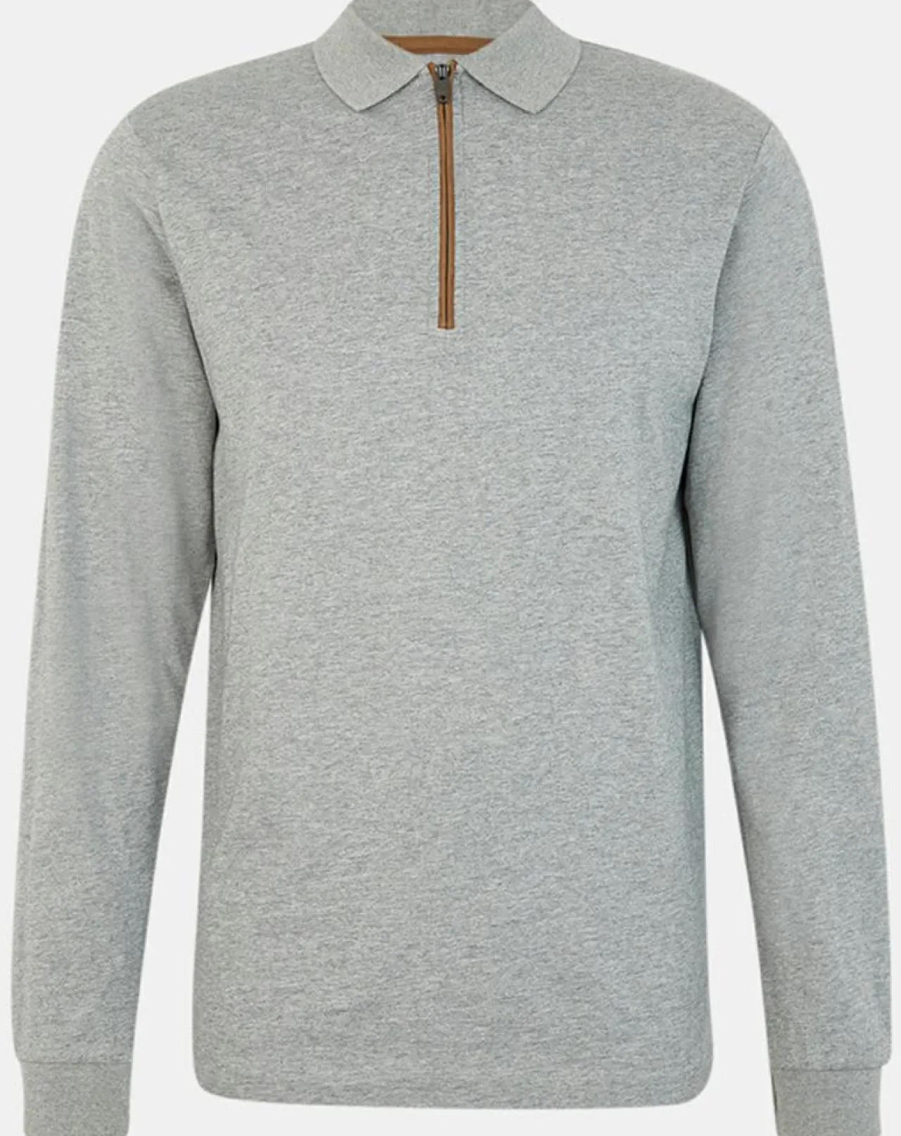 Polo Regular Fit zippé gris moyen