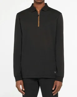 Polo Regular Fit zippé noir