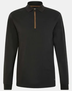Polo Regular Fit zippé noir