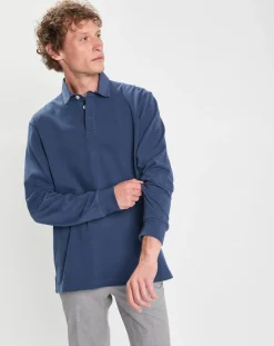 Polo Slim Fit en Jersey Rugby bleu