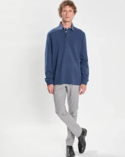 Polo Slim Fit en Jersey Rugby bleu