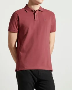 Polo Slim Fit manches courtes uni piqué rouge