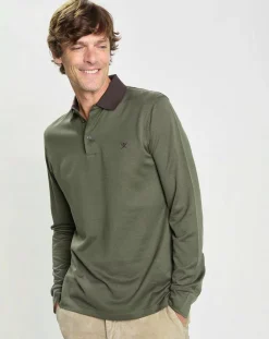 Polo Slim Fit Mercerisé imprimé chevron kaki foncé
