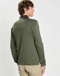 Polo Slim Fit Mercerisé imprimé chevron kaki foncé