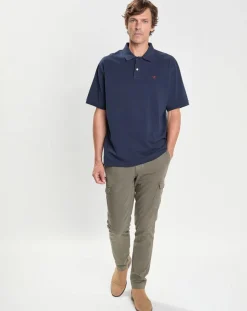 Polo Slim Fit uni Piqué bleu marine