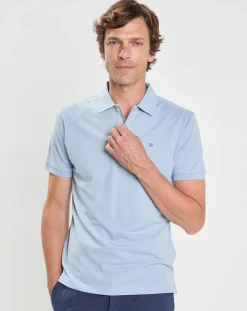 Polo Slim Fit uni Piqué bleu ciel