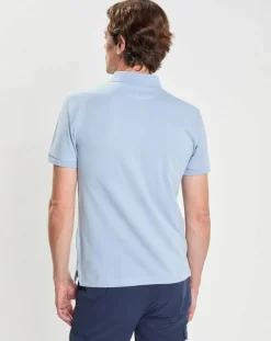 Polo Slim Fit uni Piqué bleu ciel