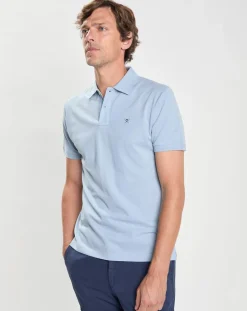 Polo Slim Fit uni Piqué bleu ciel
