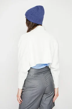 Poncho court col roulé naturel