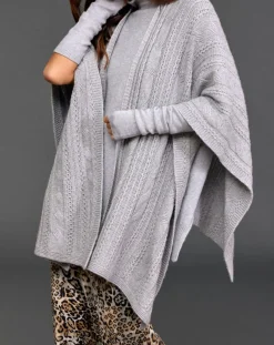 Poncho en Laine & Cachemire Roca gris