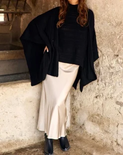 Poncho en Laine & Cachemire Roca noir