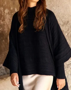 Poncho en Laine & Cachemire Roca noir