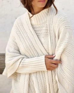 Poncho en Laine & Cachemire Roca crème