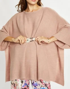 Poncho en Laine mélangée Store rose antique