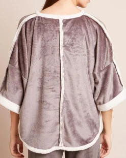 Poncho en Velours Cocoon gris/écru