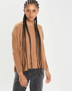 Poncho large 100% Cachemire col rond Alizée mocha