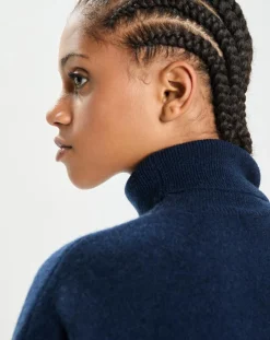 Poncho large 100% Cachemire col roulé Lola nuit