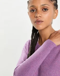 Poncho large 100% Cachemire col rond Alizée orchidée