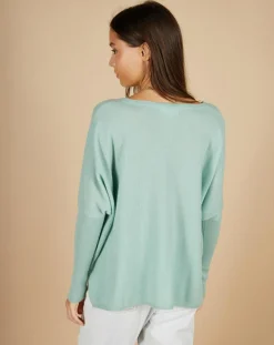 Poncho large 100% Cachemire Emma col V amande