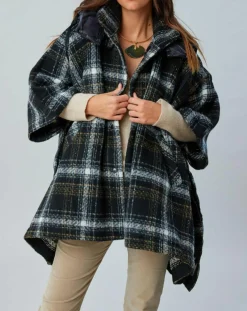 Poncho Tylan à carreaux noir