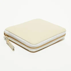 Portefeuille classique en Cuir blanc cassé - 12.5x10.5 cm