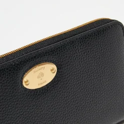 Portefeuille en Cuir Mulberry Plaque noir - 9.5x19 cm