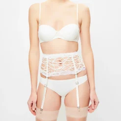 Porte-jarretelles en Soie mélangée Desert Rose blanc cassé