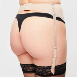 Porte-jarretelles en Soie mélangée Tulle Nervures bronze