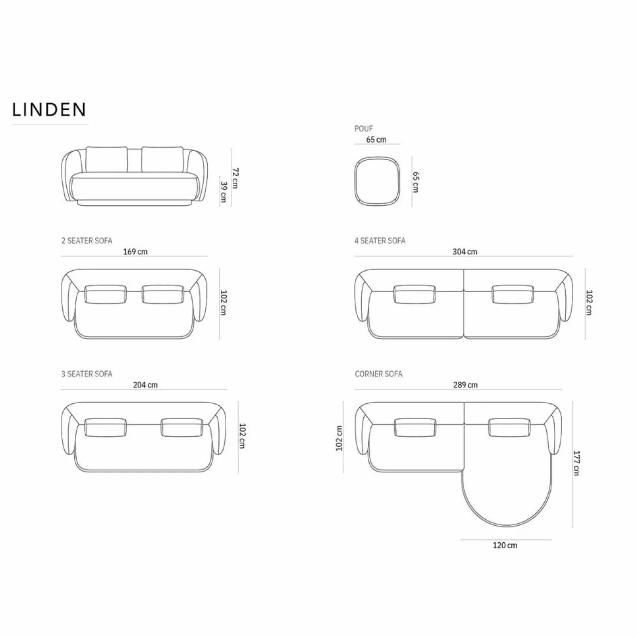 Pouf Linden Chenille argenté chiné - 65x65x39 cm