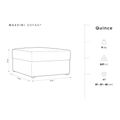 Pouf Quince Velours côtelé gris clair - 64x64x37 cm