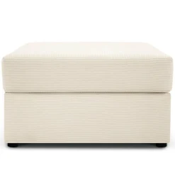 Pouf Quince Velours côtelé beige clair - 64x64x37 cm