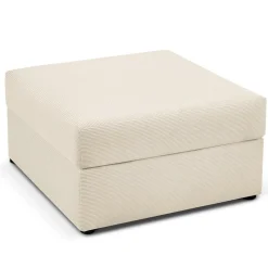 Pouf Quince Velours côtelé beige clair - 64x64x37 cm