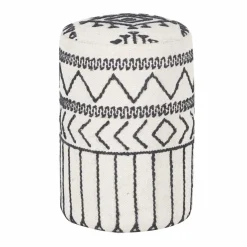Pouf tribal 55 cm de haut Acacia M&M offer Gris argent - 40x40x55 cm