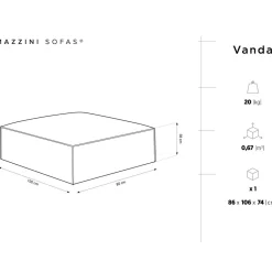 Pouf Vanda gris - 100x80x36 cm