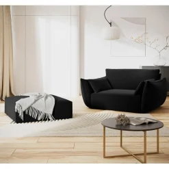 Pouf Velours Vanda noir - 100x80x36 cm