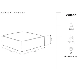 Pouf Velours Vanda noir - 100x80x36 cm