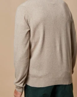 Pull 100% 4 fils Cachemire John col camionneur beige foncé/taupe