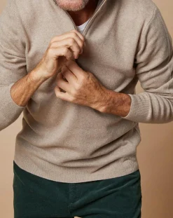 Pull 100% 4 fils Cachemire John col camionneur beige foncé/taupe