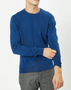 Pull 100% Bambou ras du cou bleu