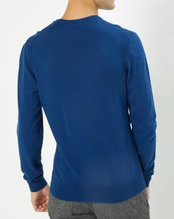 Pull 100% Bambou ras du cou bleu