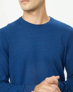 Pull 100% Bambou ras du cou bleu