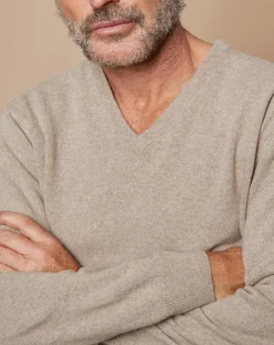 Pull 100% Cachemire 4 fils Antoine col V beige