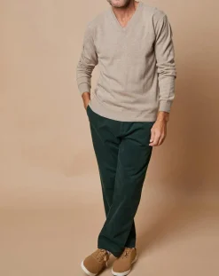 Pull 100% Cachemire 4 fils Antoine col V beige